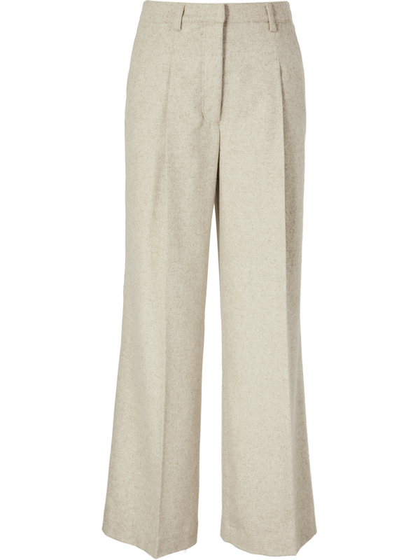 Wool-cashmere wide-leg pleated trousers 'Venia' alabaster