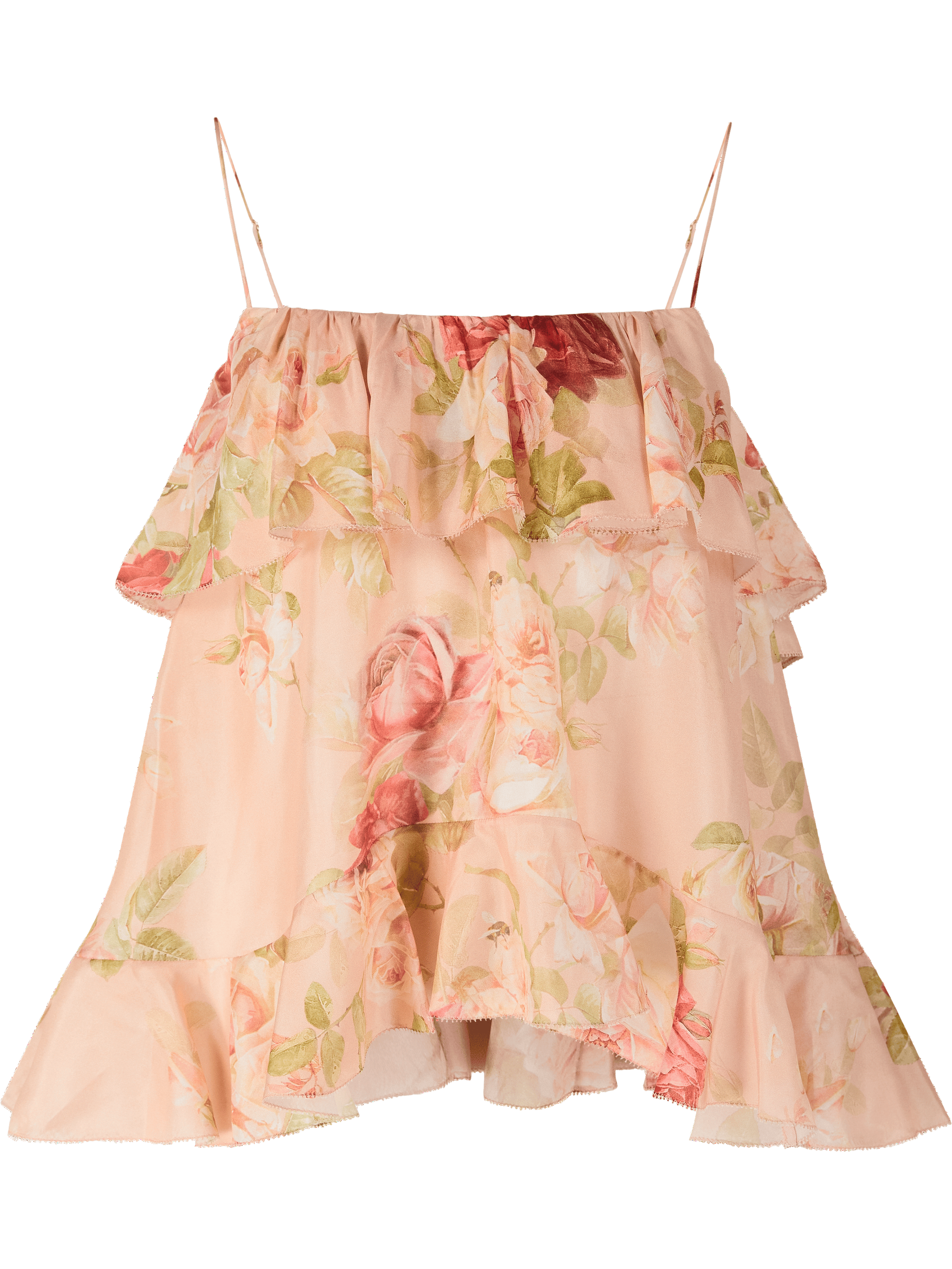 Floral silk top 'Roselight Frill' Multi