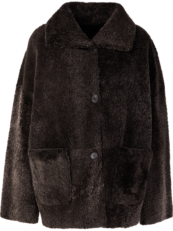 Wendbare Lammfelljacke 'Isabella' Dunkelbraun