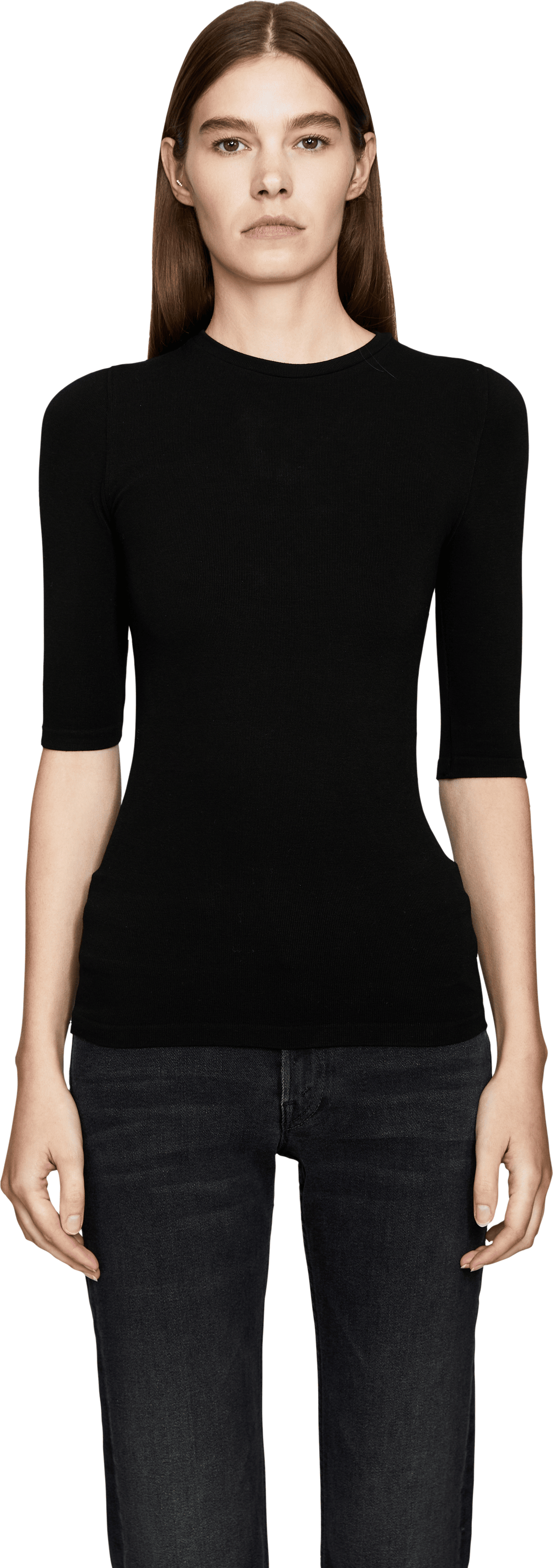 TOTEME T-Shirt 'Compact Jersey' Schwarz, Frontansicht – UNGER.DE