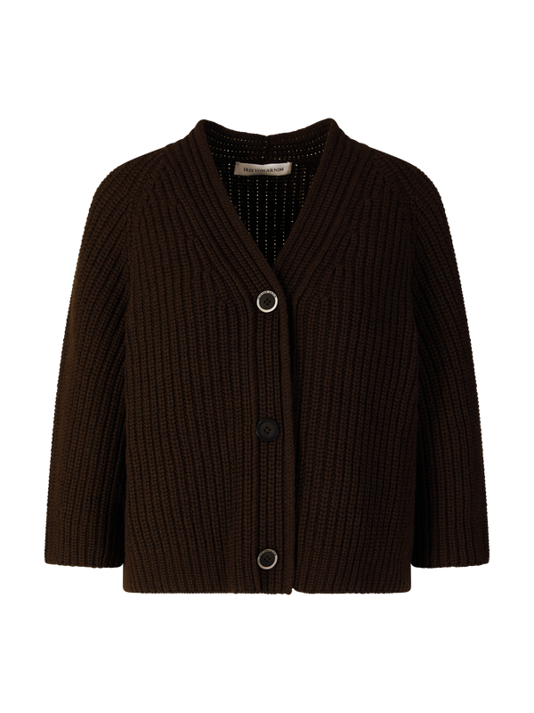 Cashmere-Strickjacke 'Fallou Button' Schokolade