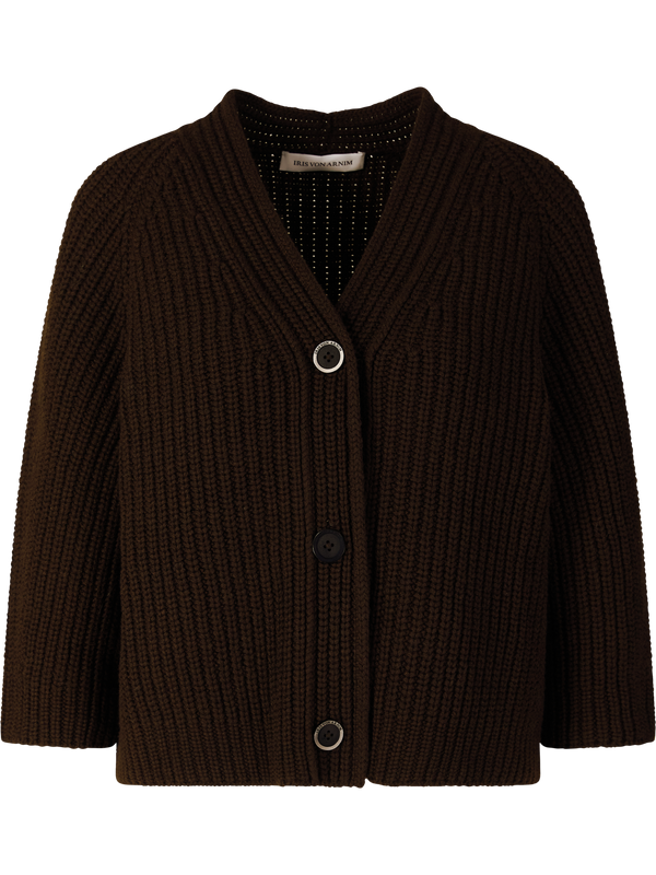 Cashmere-Strickjacke 'Fallou Button' Schokolade