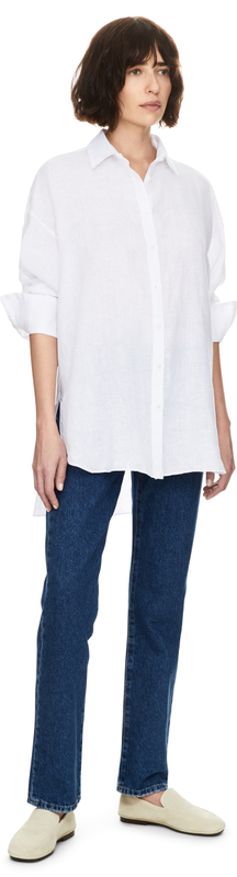 Oversize Leinenhemd 'Bryan' Weiß