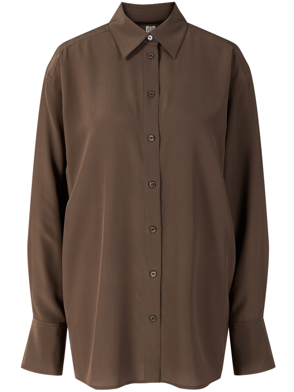 Brown silk crepe shirt