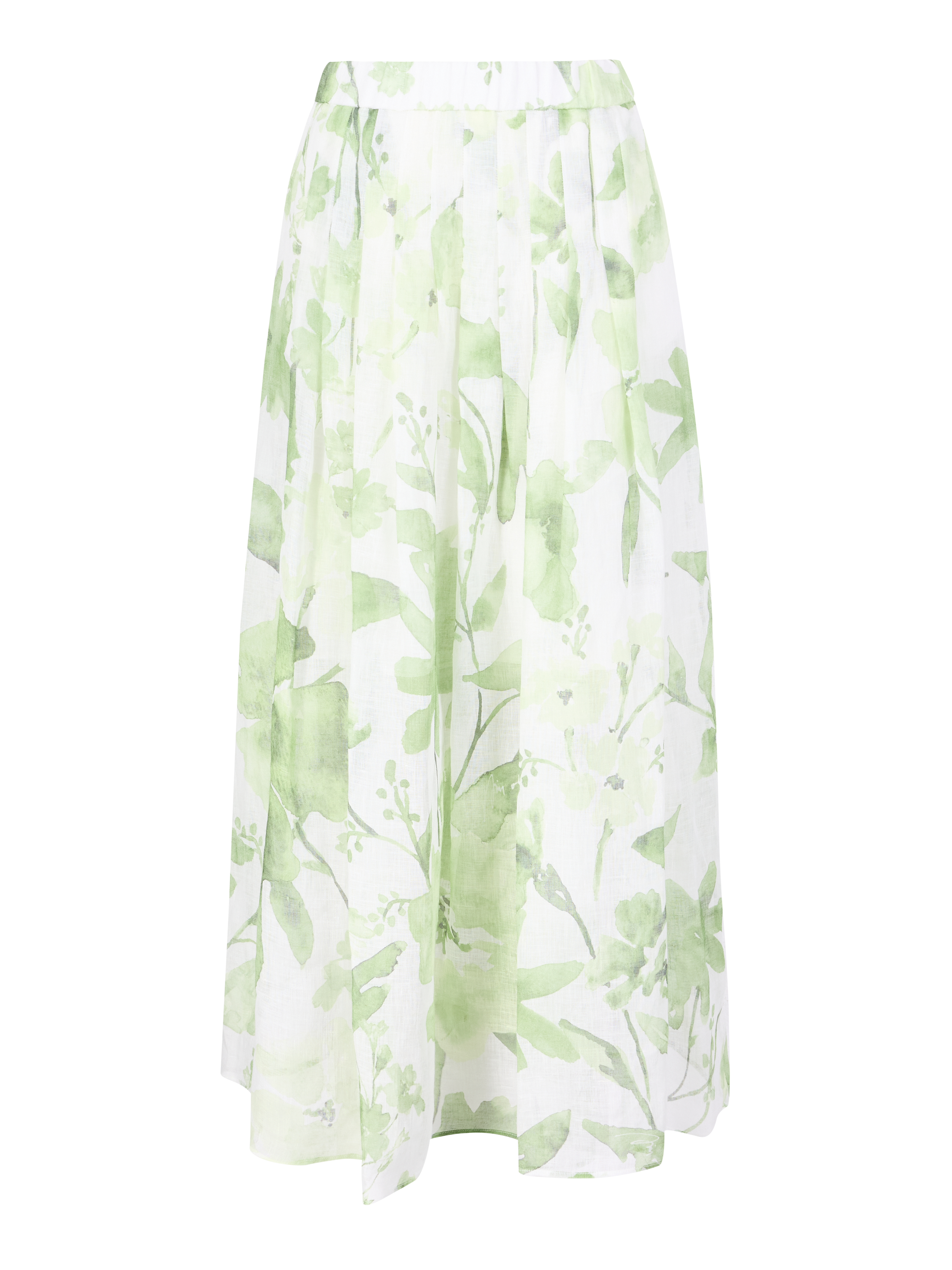 Flared linen skirt 'Florie Printed' Willow/Off white