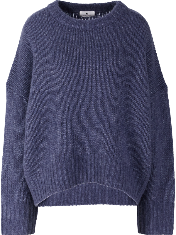Cashmere-Seidenpullover mit Rundhalsausschnitt Denim