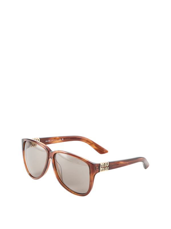 Oversized Pilotenbrille Striped Tobacco/Dark Grey