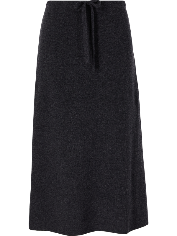 Melierter Woll-Cashmere-Midirock Dunkelgrau