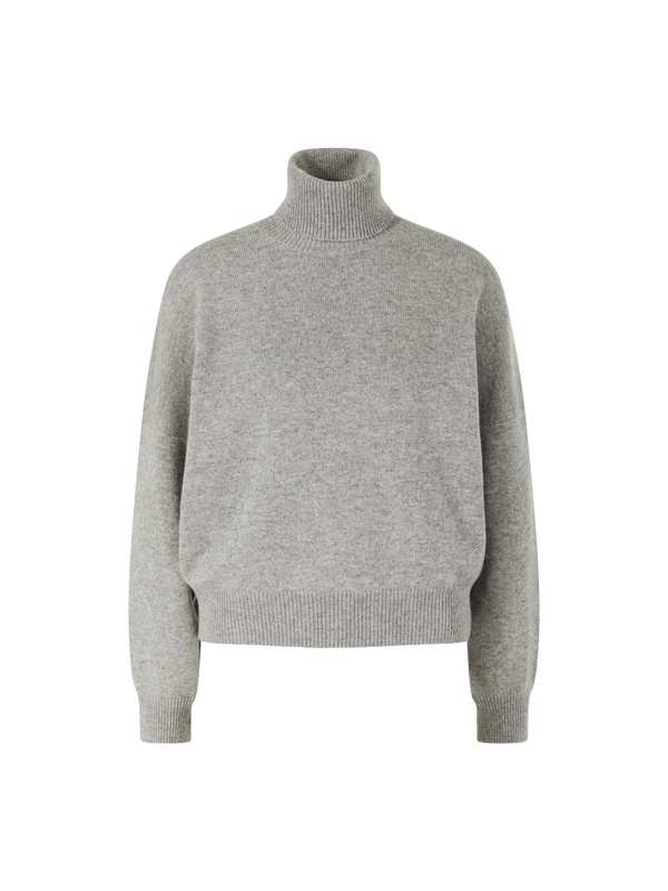 Cashmere-Rollkragenpullover mit Monili-Perlen Grau