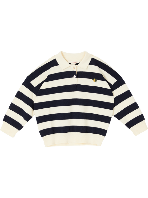Gestreifter Pullover 'Manis' mit Polokragen Marineblau