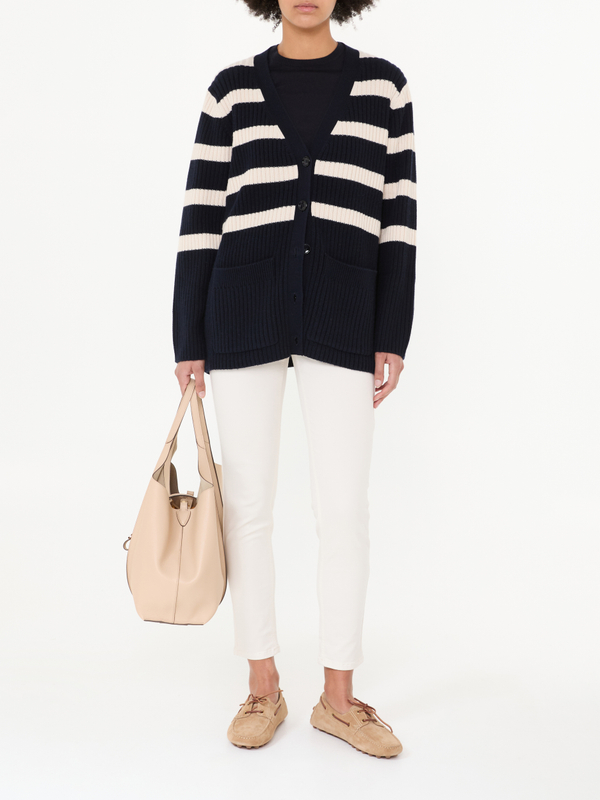 Baumwoll-Cashmere-Strickjacke Marineblau