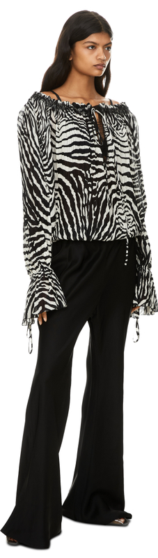Zebra-print chiffon blouse black/white