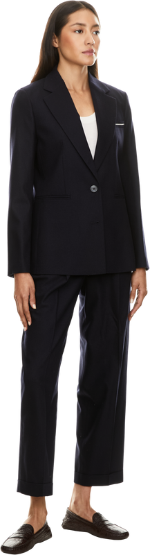 Wollhose mit Bundfalten Marineblau