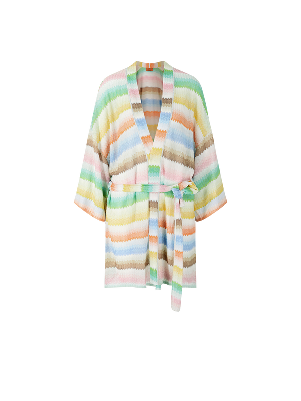 Kurzer Kimono mit Dégradé-Zickzack-Muster Multi