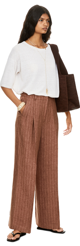 Bundfaltenhose 'Santorini Ps' aus Leinen Rosewood Stripe