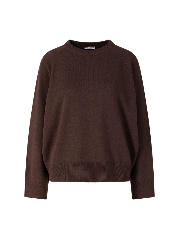 Cashmere-Pullover mit Monili-Perlen Dunkelbraun