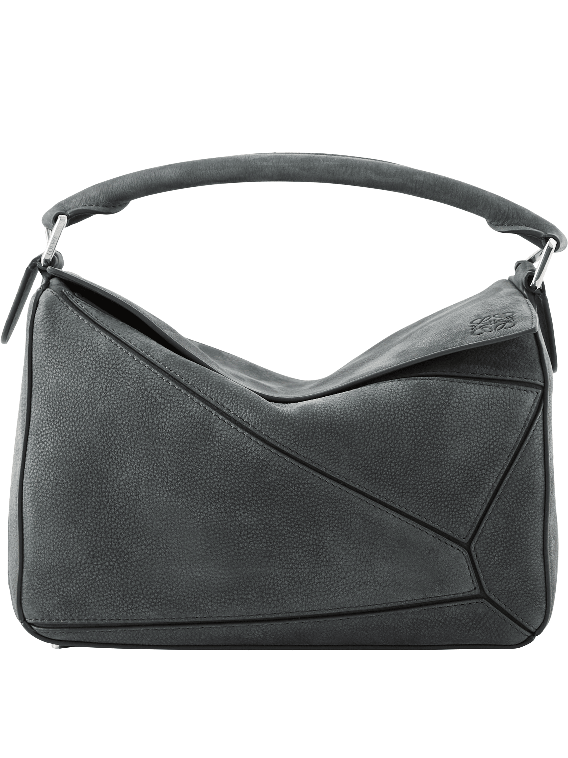 LOEWE 'Puzzle Nubuck Small' handbag, Anthracite, Product view – UNGER.DE