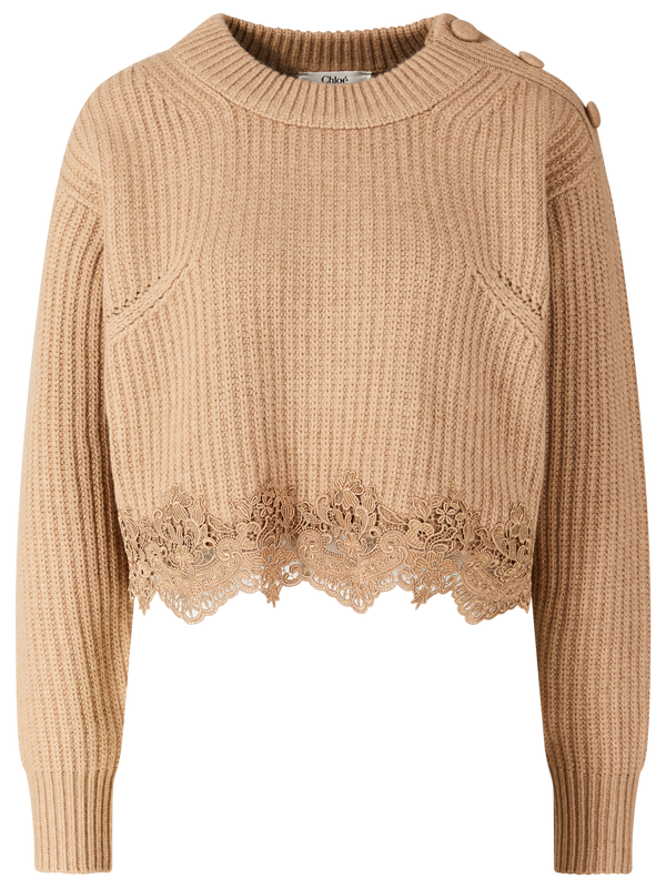 Cropped Pullover aus Wolle und Cashmere Braun