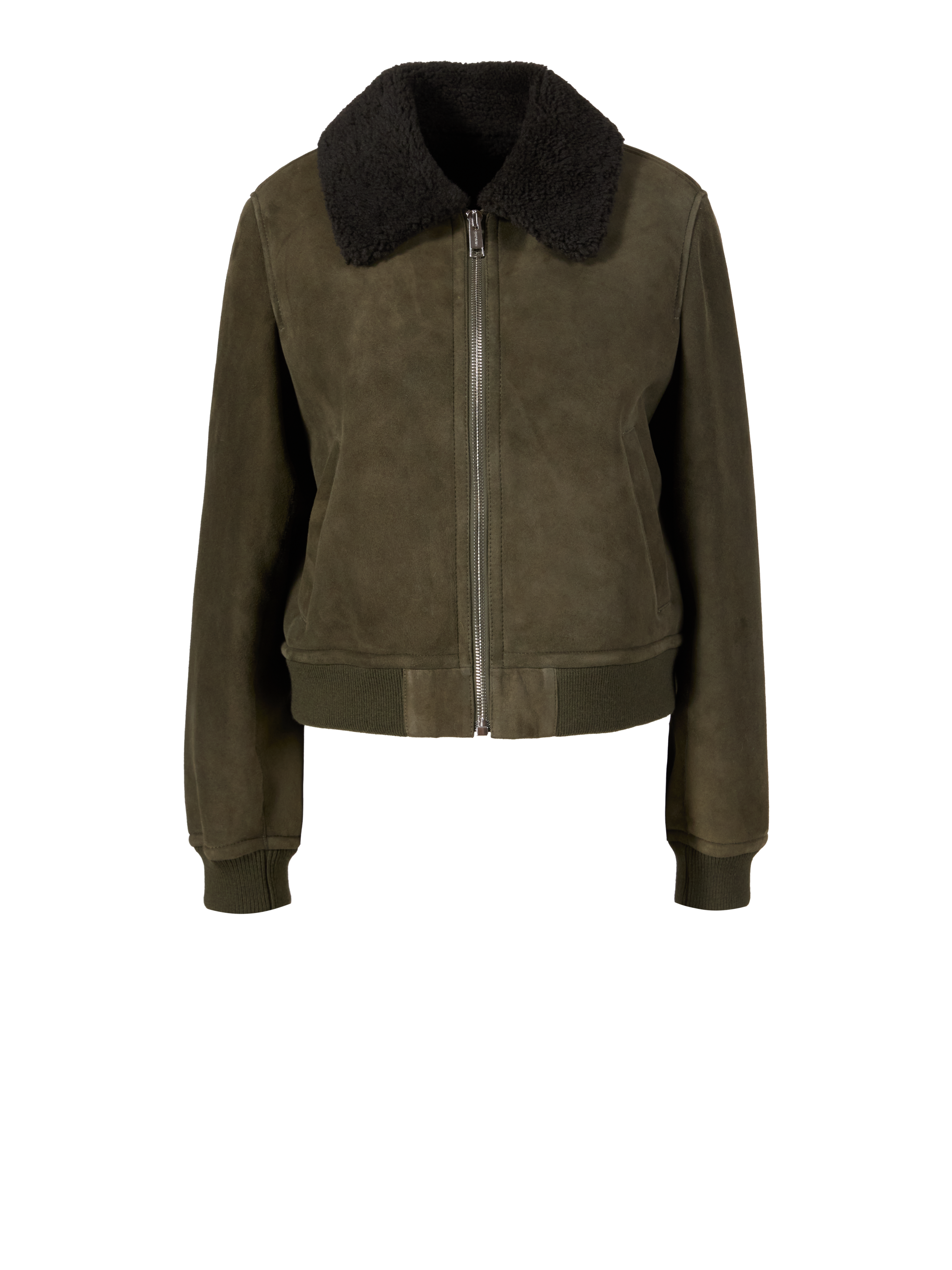 Veloursleder-Blousonjacke Khaki