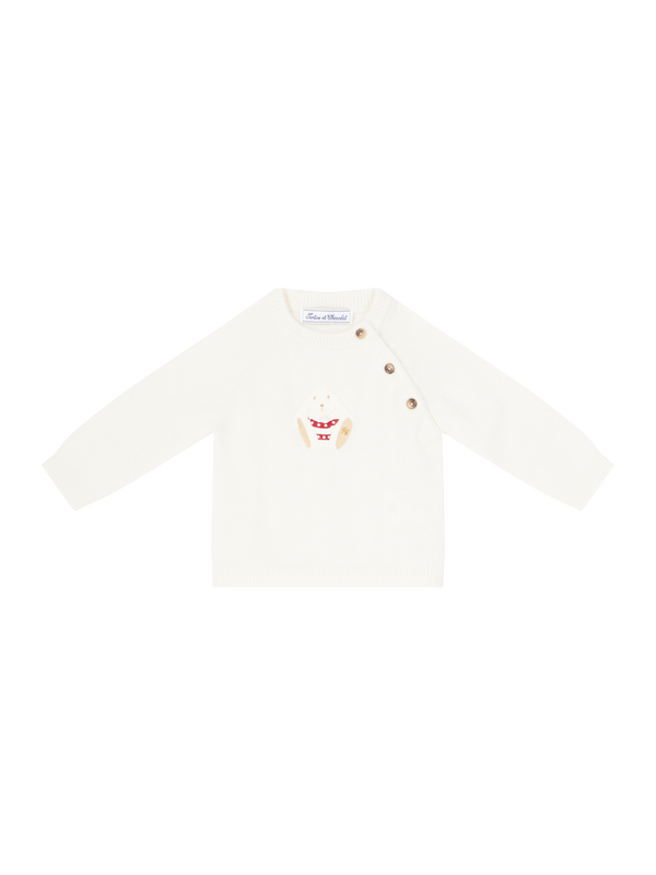 Strickpullover aus Schurwolle Crème