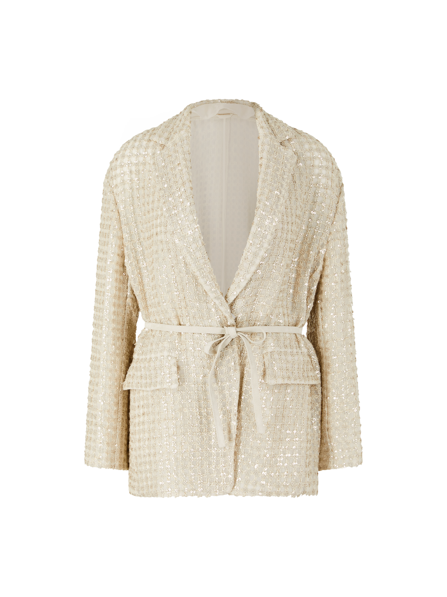 Brunello Cucinelli Bestickter Seidenblazer mit Pailletten Beige Damen Gr. 36