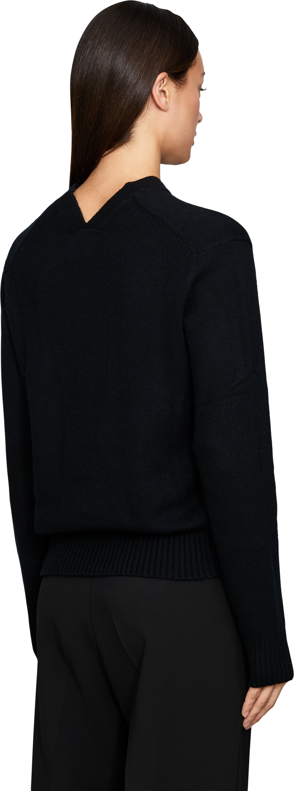 Allude Woll-Cashmere-Pullover mit V-Ausschnitt Schwarz, Rückansicht – UNGER.DE