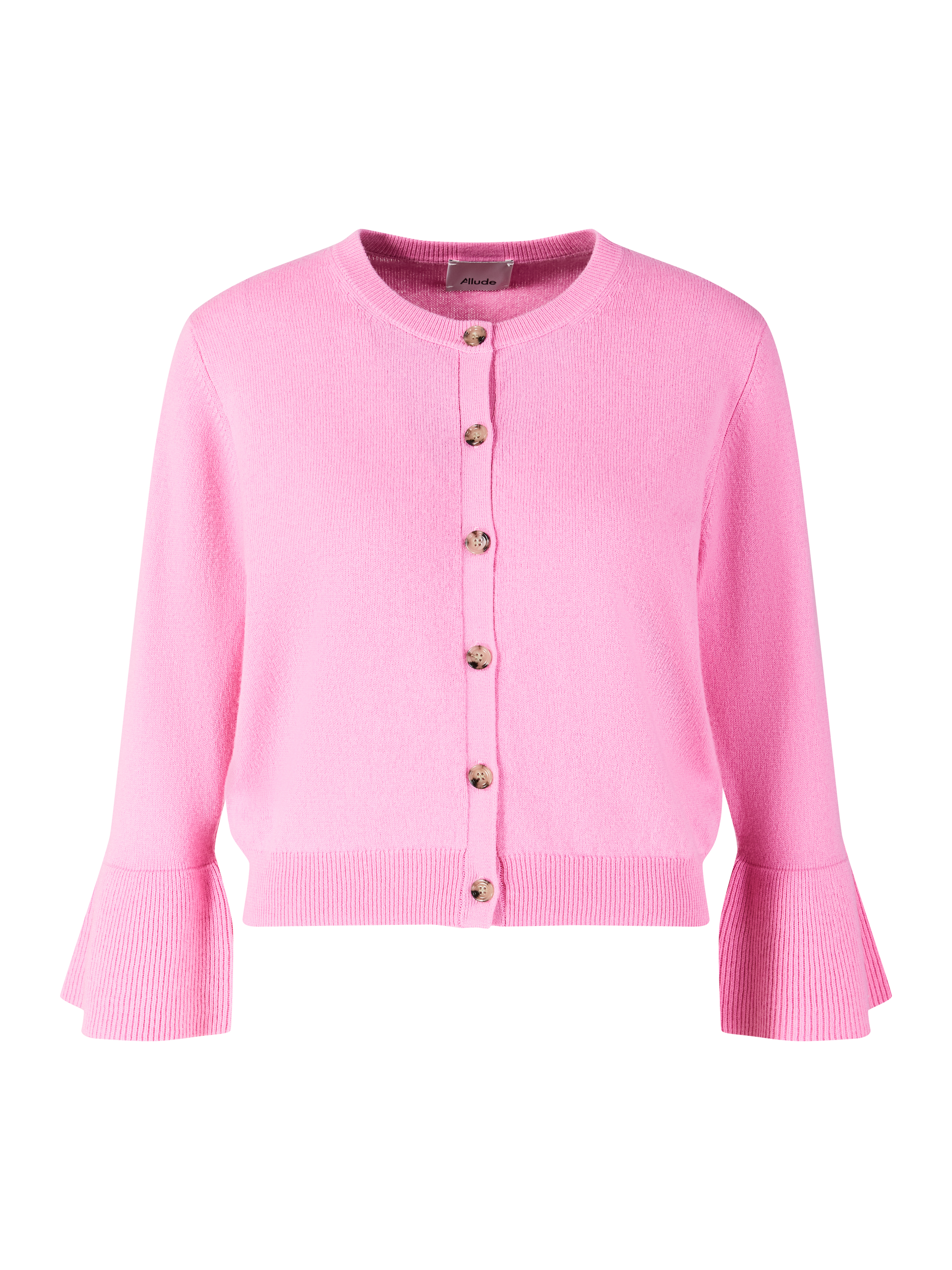 Strickjacke mit Glockenärmeln aus Cashmere Pink