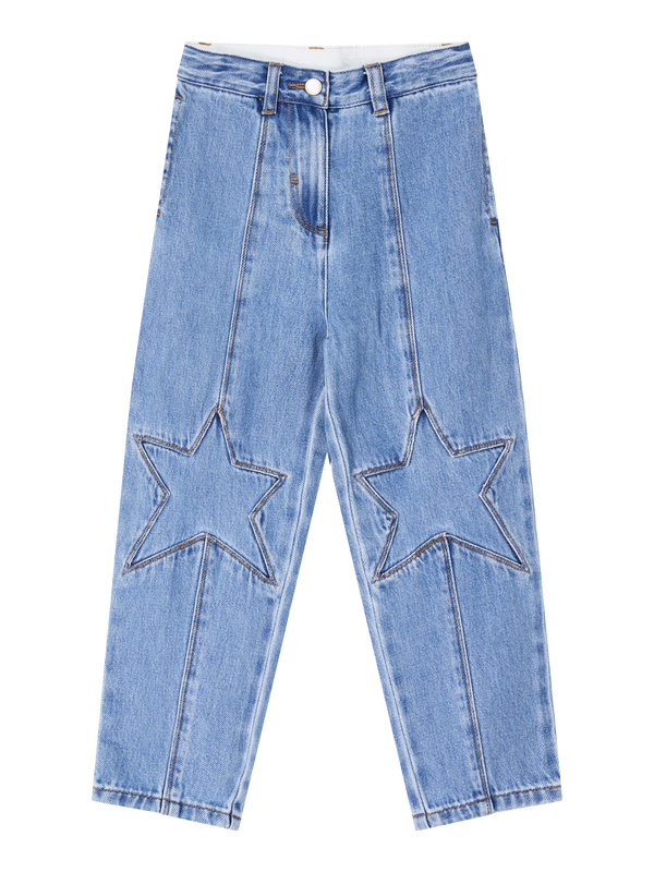Jeans mit Sternen-Stickerei Blau