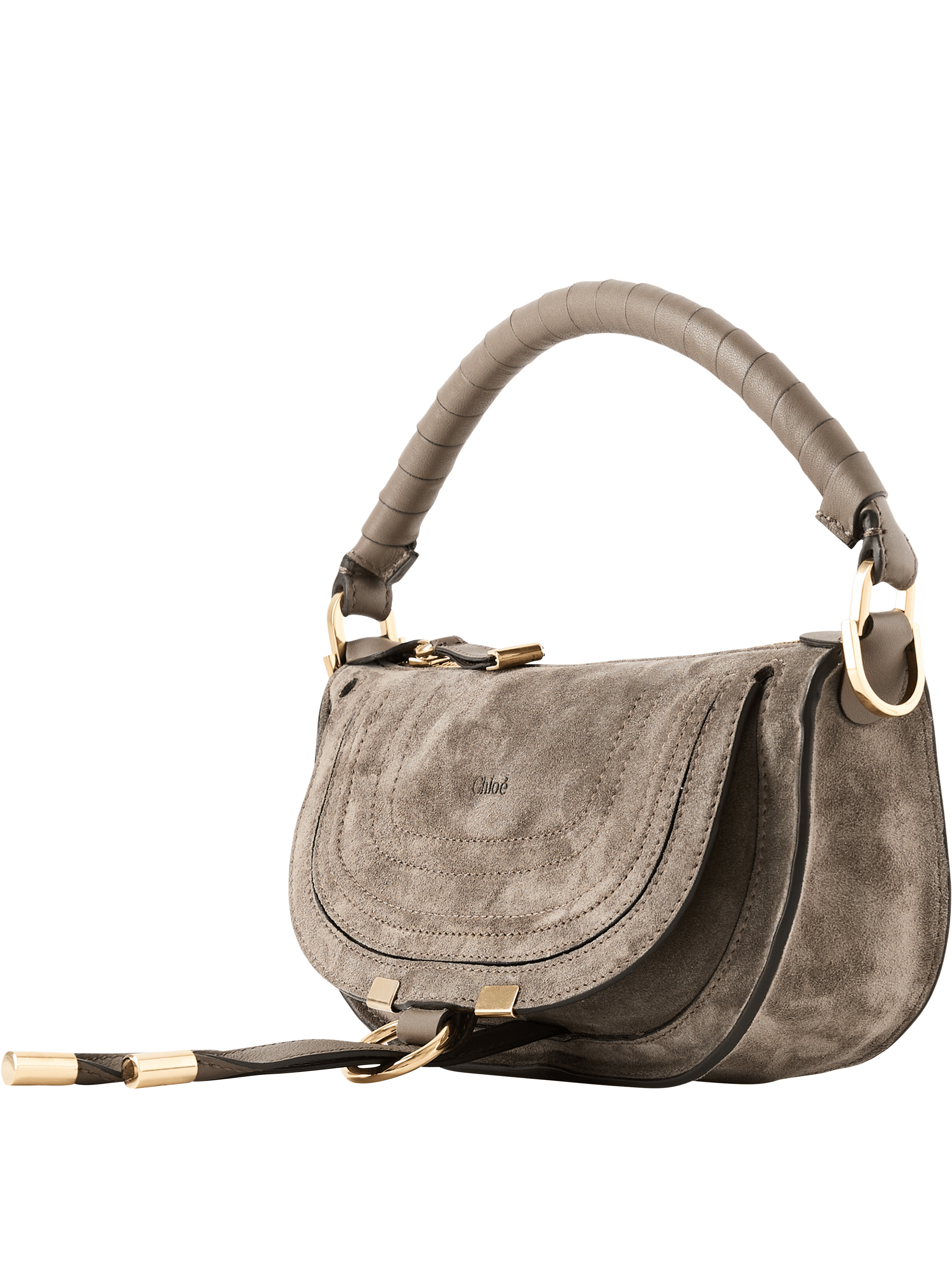 Chloé Schultertasche 'Marcie Mini' Nickel Grey, Frontansicht – UNGER.DE