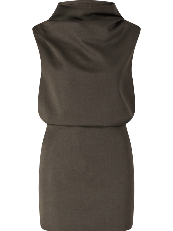 'Astor' dress in virgin wool, carnation