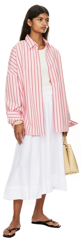 Midirock aus Leinen Weiß