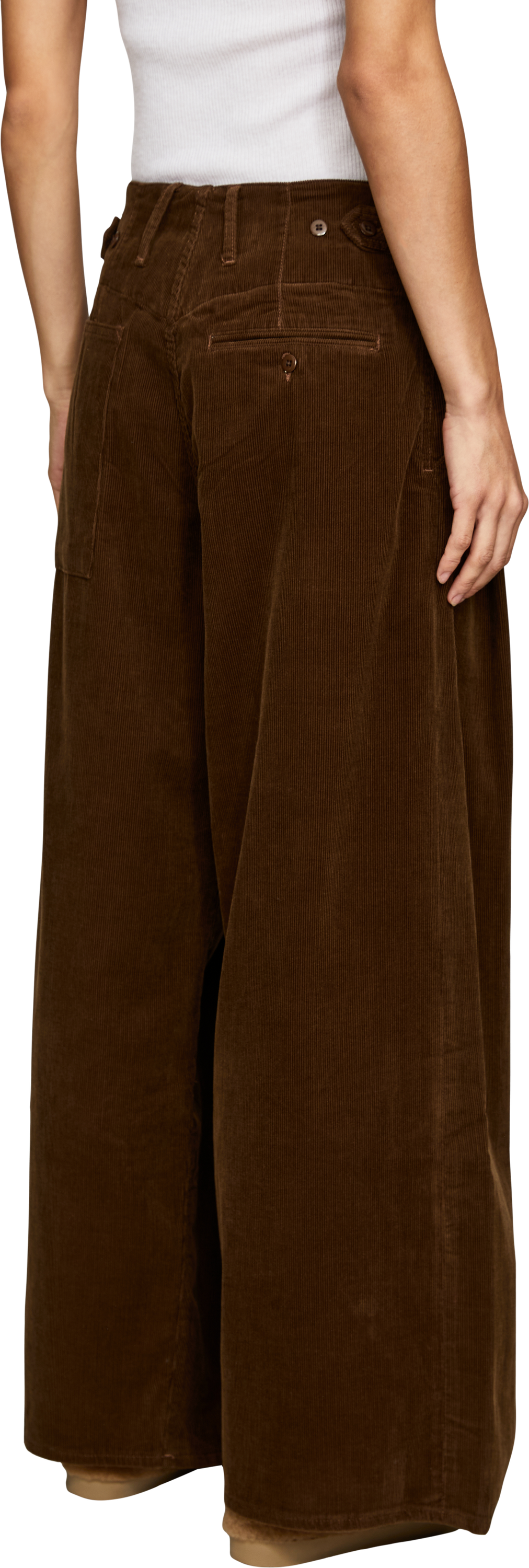 R13 Cordhose 'Triple' Dunkelbraun, Rückansicht – UNGER.DE