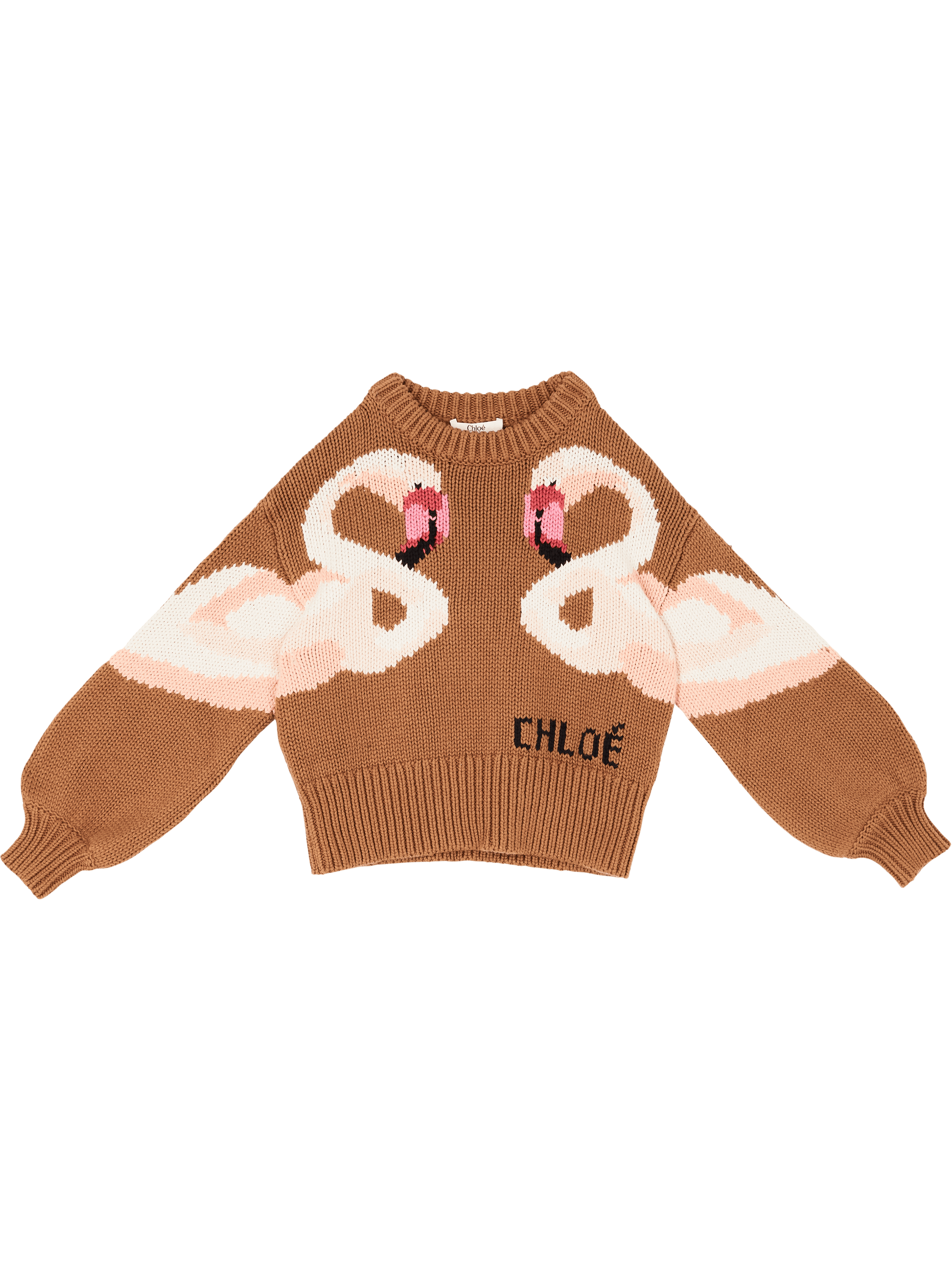 Chloé Kids Strickpullover mit Logo-Schriftzug Braun, Produktansicht – UNGER.DE