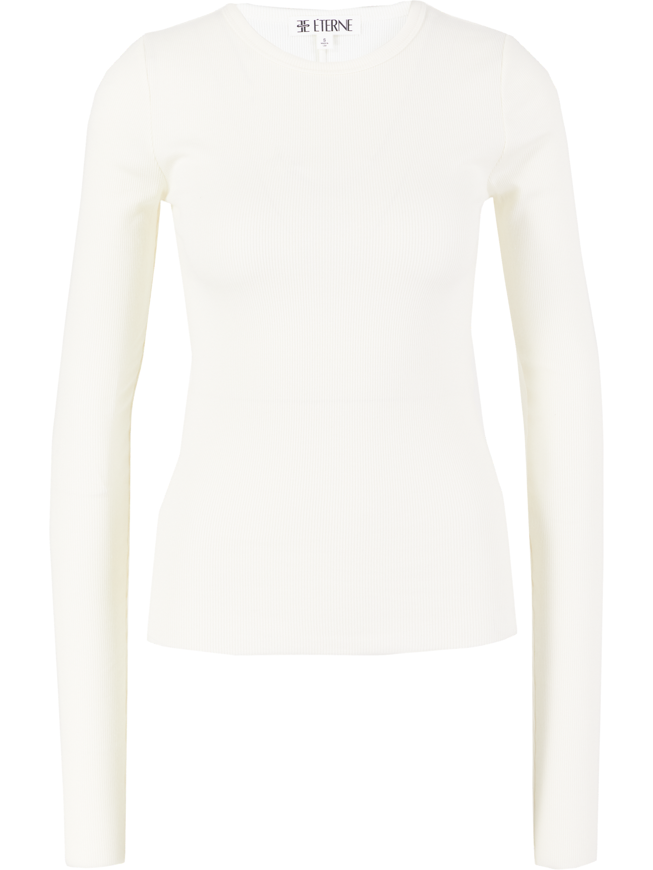 Geripptes Langarmshirt Crème