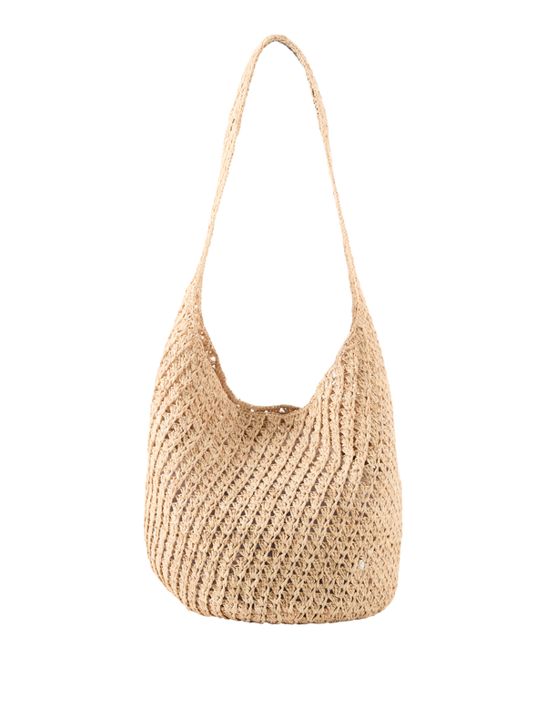 Schultertasche 'Lani Sac' aus Bast Beige