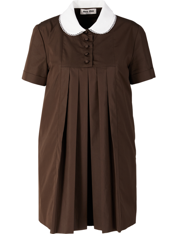 Brown poplin mini dress