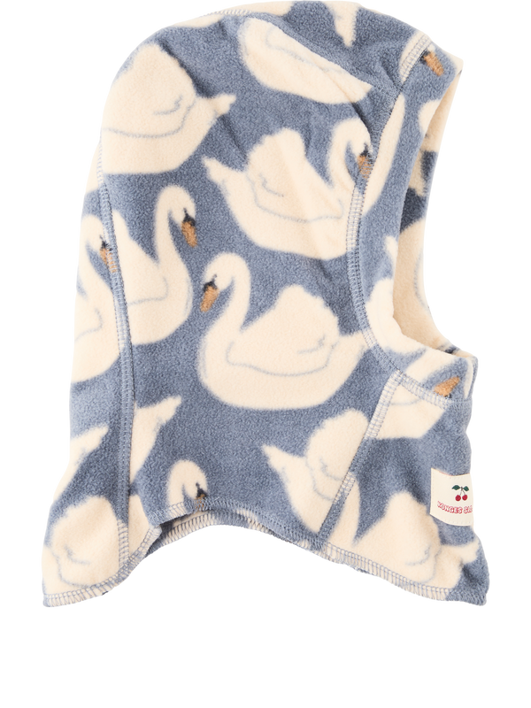 Fleece-Balaclava 'Tavi' mit Schwanen-Print Hellblau