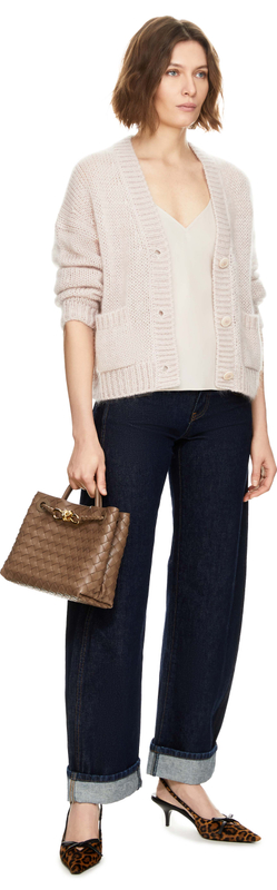 Mohair-Seidenstrickjacke 'Limone' Puder