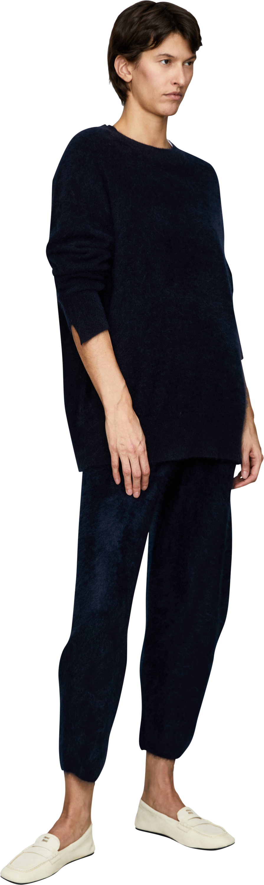 Iris von Arnim 'Darlina Brushed' cashmere jumper, navy, Modelview – UNGER.DE