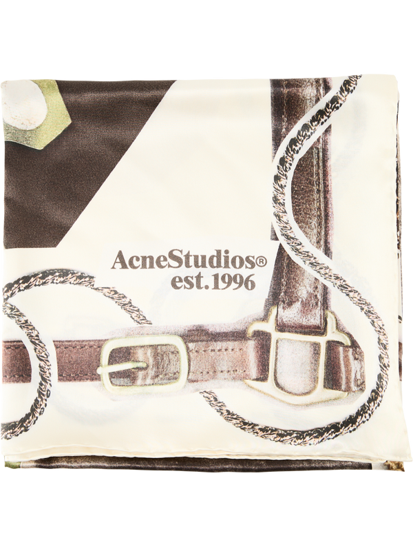 Printed silk scarf, brown