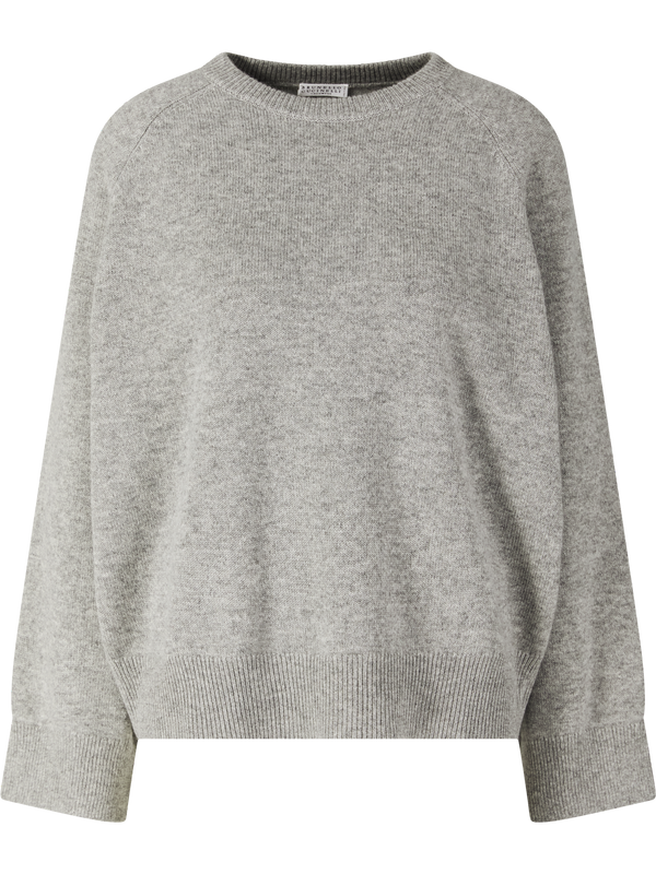 Cashmere-Pullover mit Monili-Perlen Grau