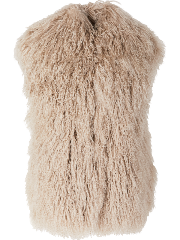 Curly lambskin vest beige