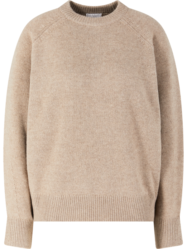 Cashmere-Pullover mit Monili Perlen Beige
