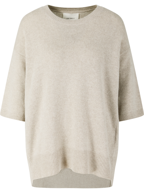 Kurzärmeliger Cashmere-Pullover 'Camille' Sand