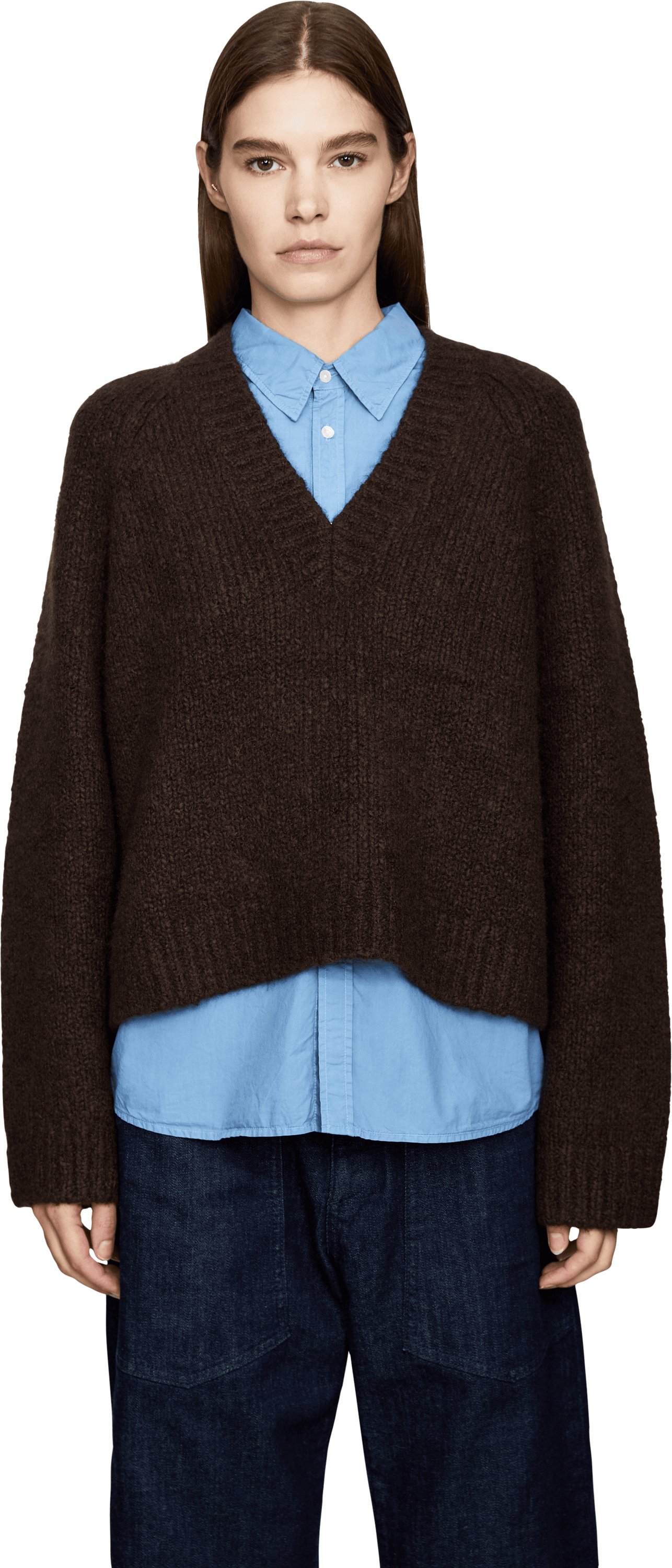 NILI LOTAN Cashmere-Seidenpullover 'Isley' Dunkelbraun, Frontansicht – UNGER.DE