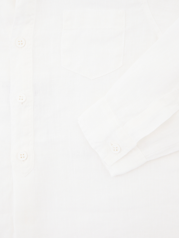 Leinenhemd mit Brusttasche Weiß