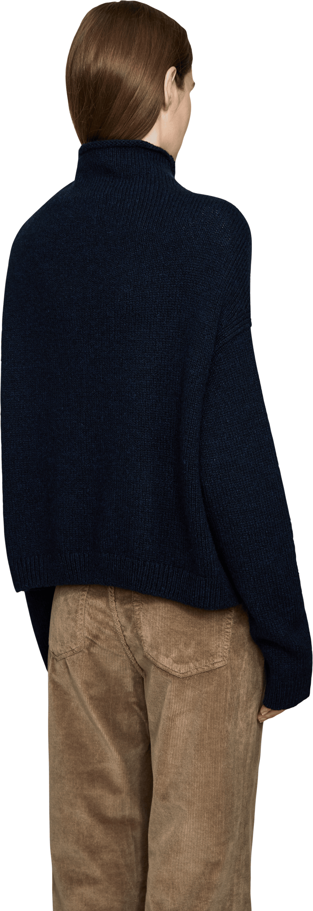 Khaite Cashmere-Pullover 'Marke' mit Stehkragen Marineblau, Rückansicht – UNGER.DE