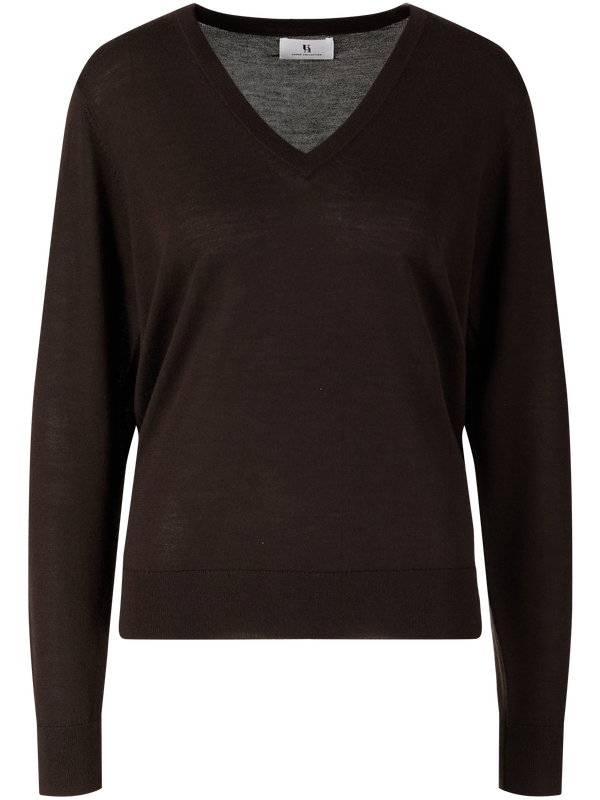 Wool, cashmere and silk jumper in espresso
