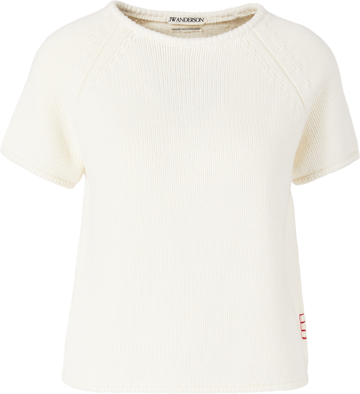 Short-sleeved wool-cashmere jumper cream