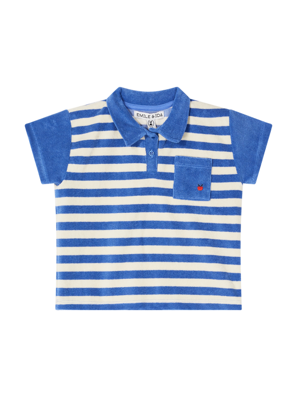 Gestreiftes Frottee-Poloshirt 'Eponge' Blau